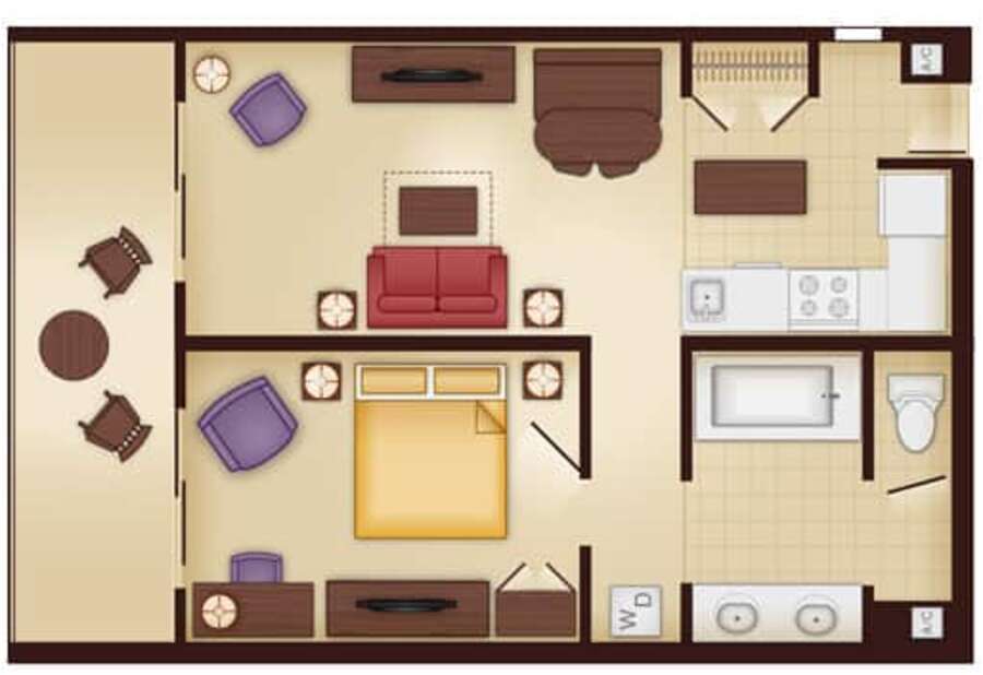 Animal Kingdom - Jambo House - 1BR Floor Plan