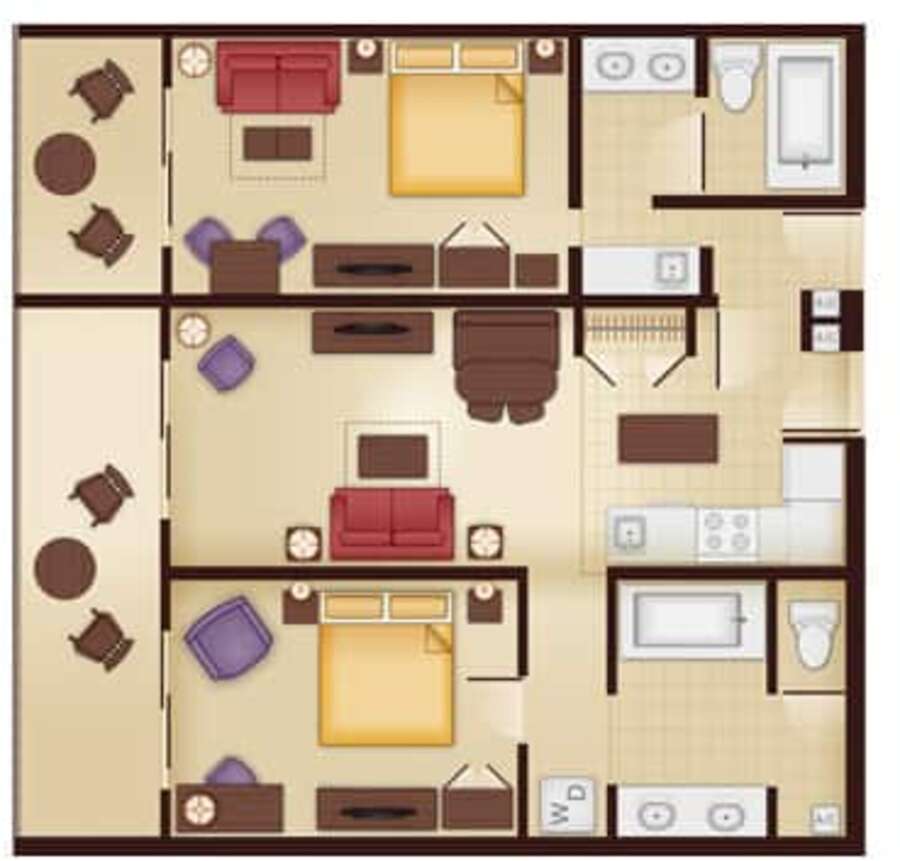 Animal Kingdom - Jambo House - 2BR Lock-Off Floor Plan