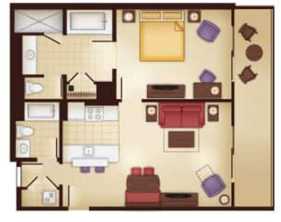 Animal Kingdom - Kidani Village - 1BR Floor Plan