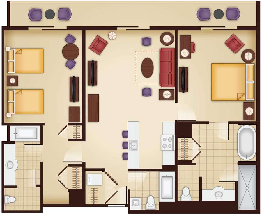 Animal Kingdom - Kidani Village - 2BR Floor Plan