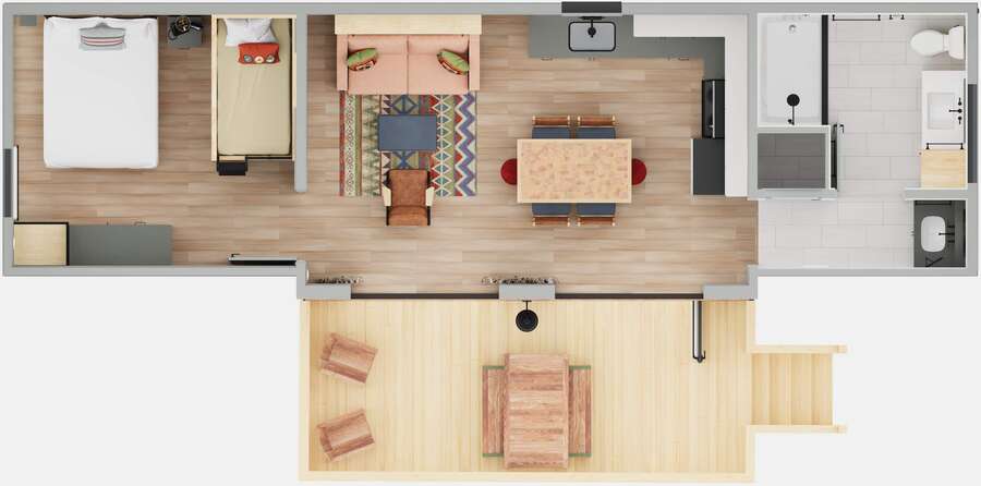 Fort Wilderness - 1BR Cabin Floor Plan
