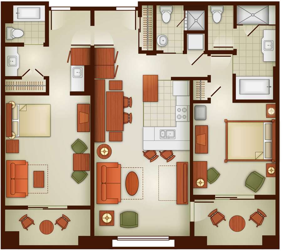 Grand Californian - 2BR Lock-Off Floor Plan