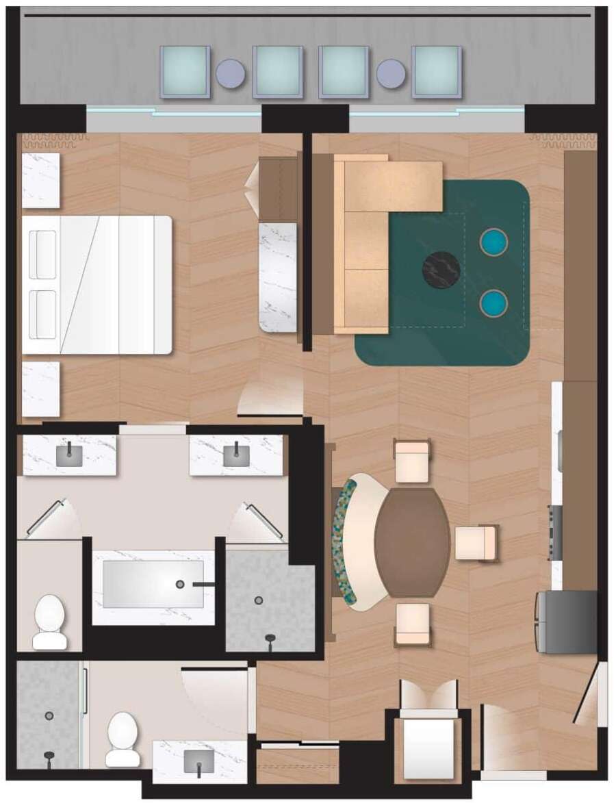 Polynesian - Tower 1BR Floor Plan