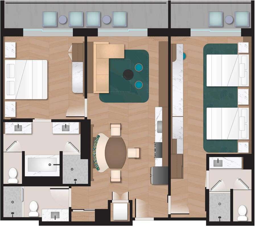 Polynesian - Tower 2BR Floor Plan