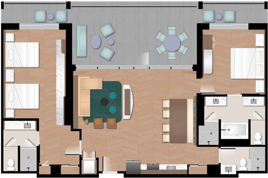 Polynesian - Tower 2BR Penthouse Floor Plan