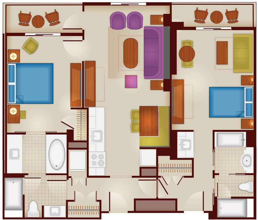 Riviera - 2BR Lock-Off Floor Plan