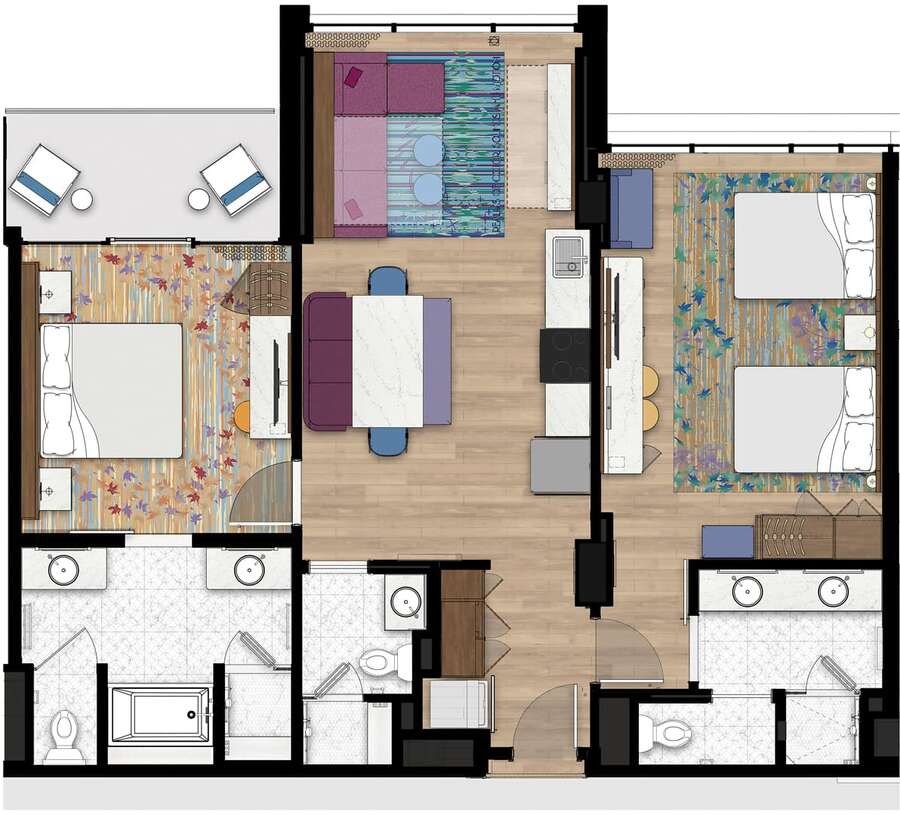 Disneyland Hotel - 2BR Floor Plan