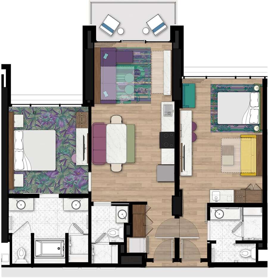 Disneyland Hotel - 2BR Lock-off Floor Plan