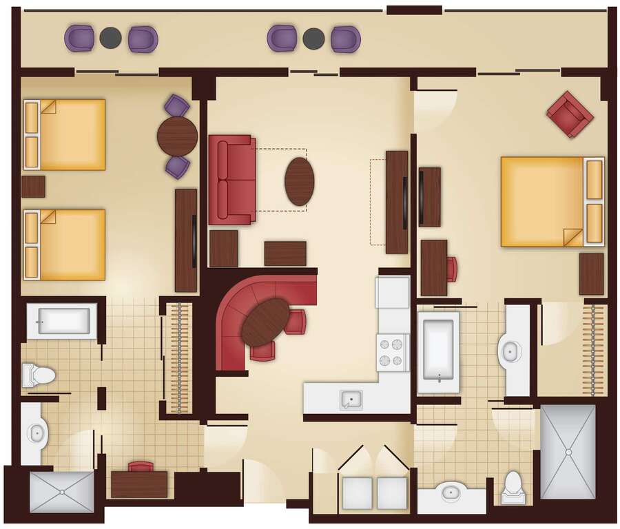 Grand Floridian - 2BR Floor Plan