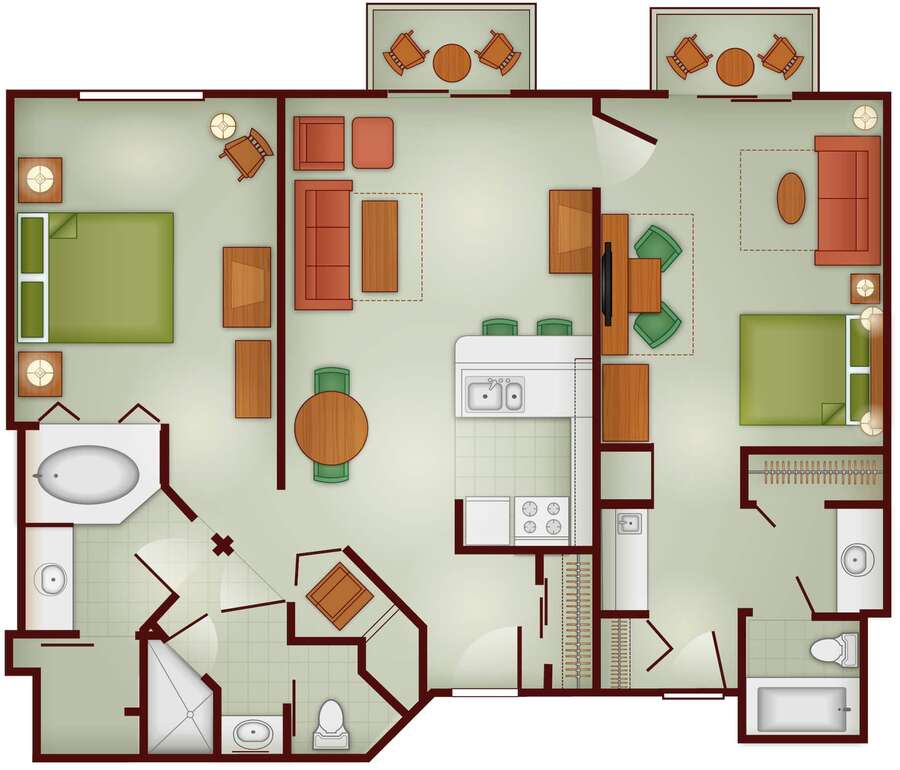 Boulder Ridge - 2BR Lock-Off Floor Plan