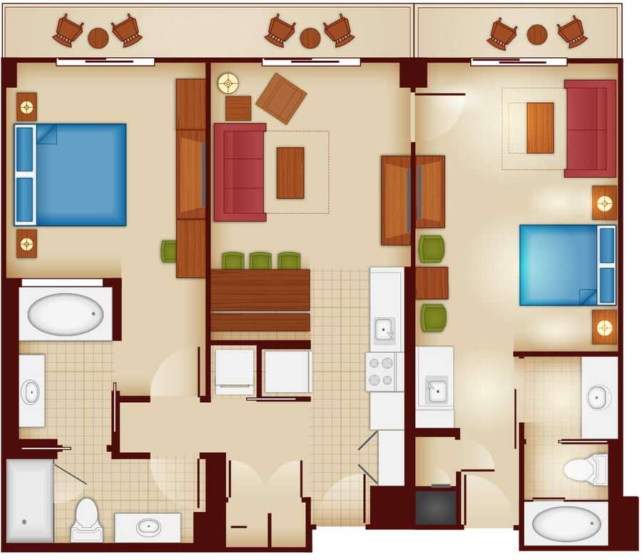 Copper Creek - 2BR Lock-Off Floor Plan