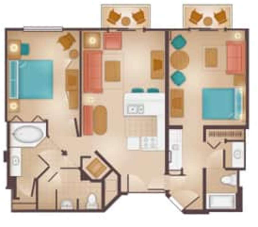 Beach Club - 2BR Lock-Off Floor Plan