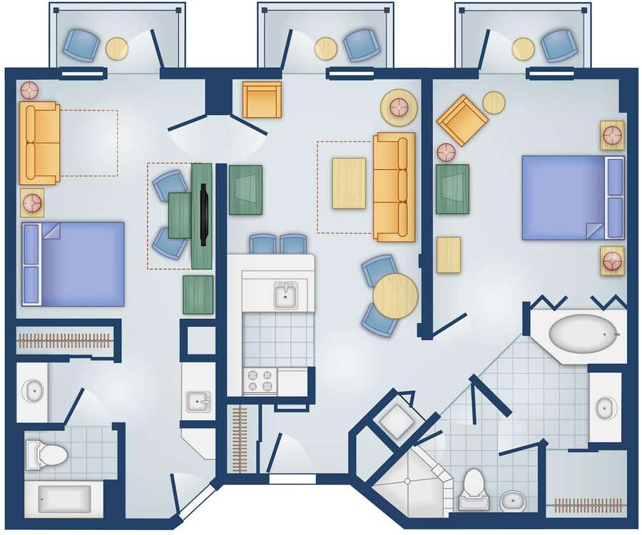 Boardwalk - 2BR Lock-Off Floor Plan